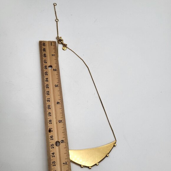 Madewell Gold Tone Curved Bar Triangle Necklace Statement - Picture 6 of 8